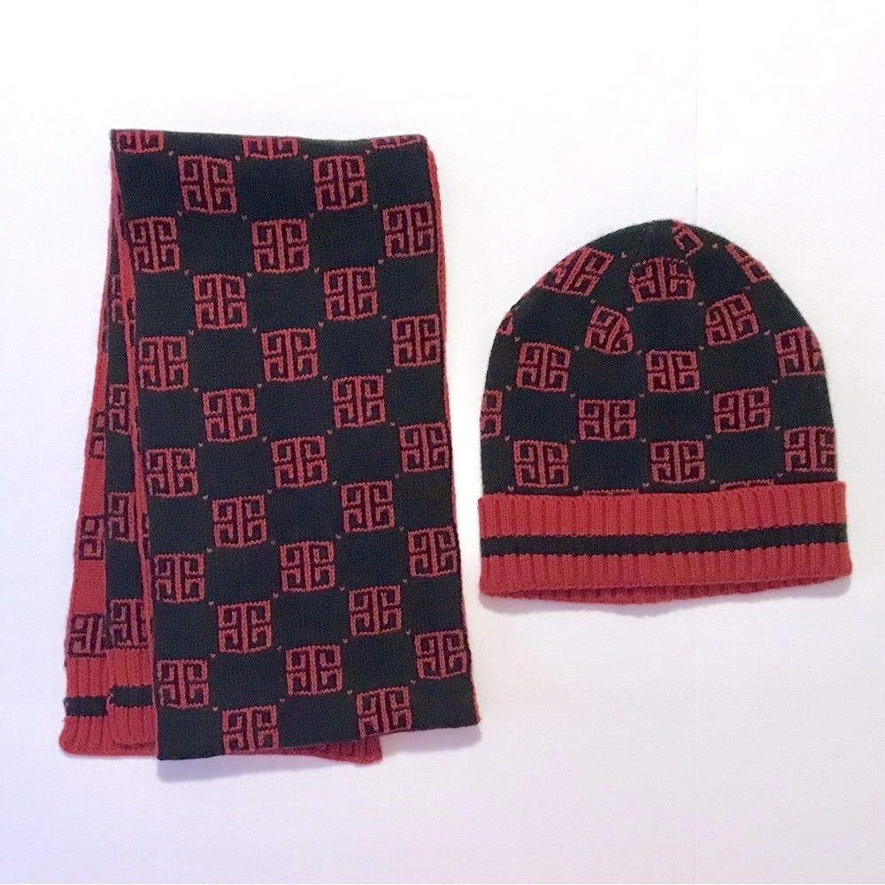 Linea Uomo Printed Scarf and Hat Set NWT